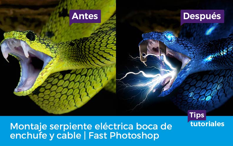 Montaje serpiente eléctrica boca de enchufe y cable | Fast Photoshop
