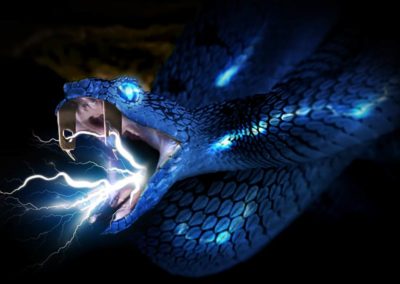 Serpiente enchufe azul